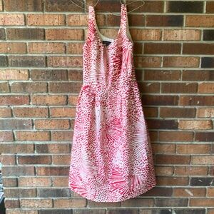 Red & white dots & lines pattern dress✨